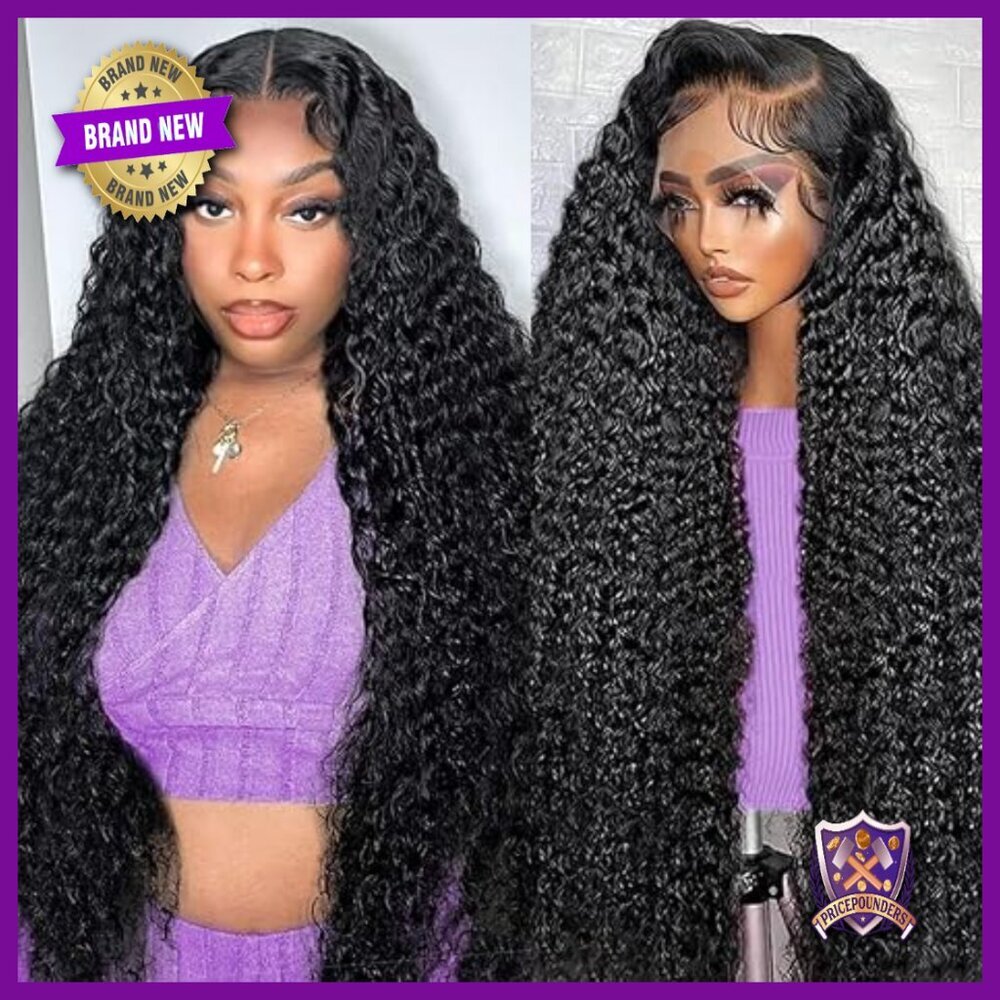 32 Inch Deep Wave Lace Front Wig Human Hair Pre Plucked 200% Density
